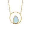 [R3943] - Gold Plated 'Cléopatra' Golden Blue Agate Necklace - 20x20 Mm