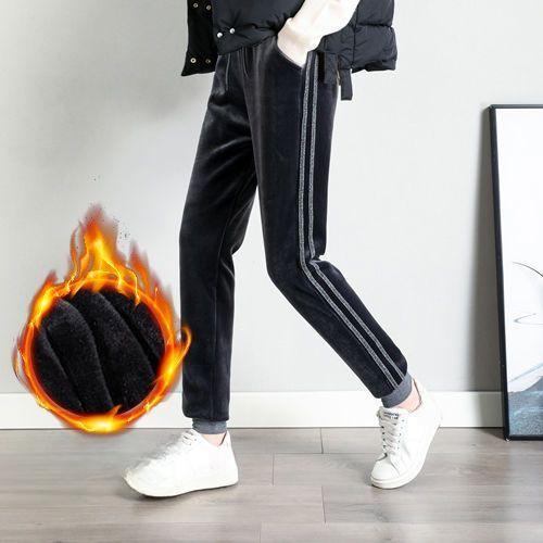 Женские утолщенные бархатные спортивные брюки, зимние модные теплые свободные повседневные плюшевые брюки