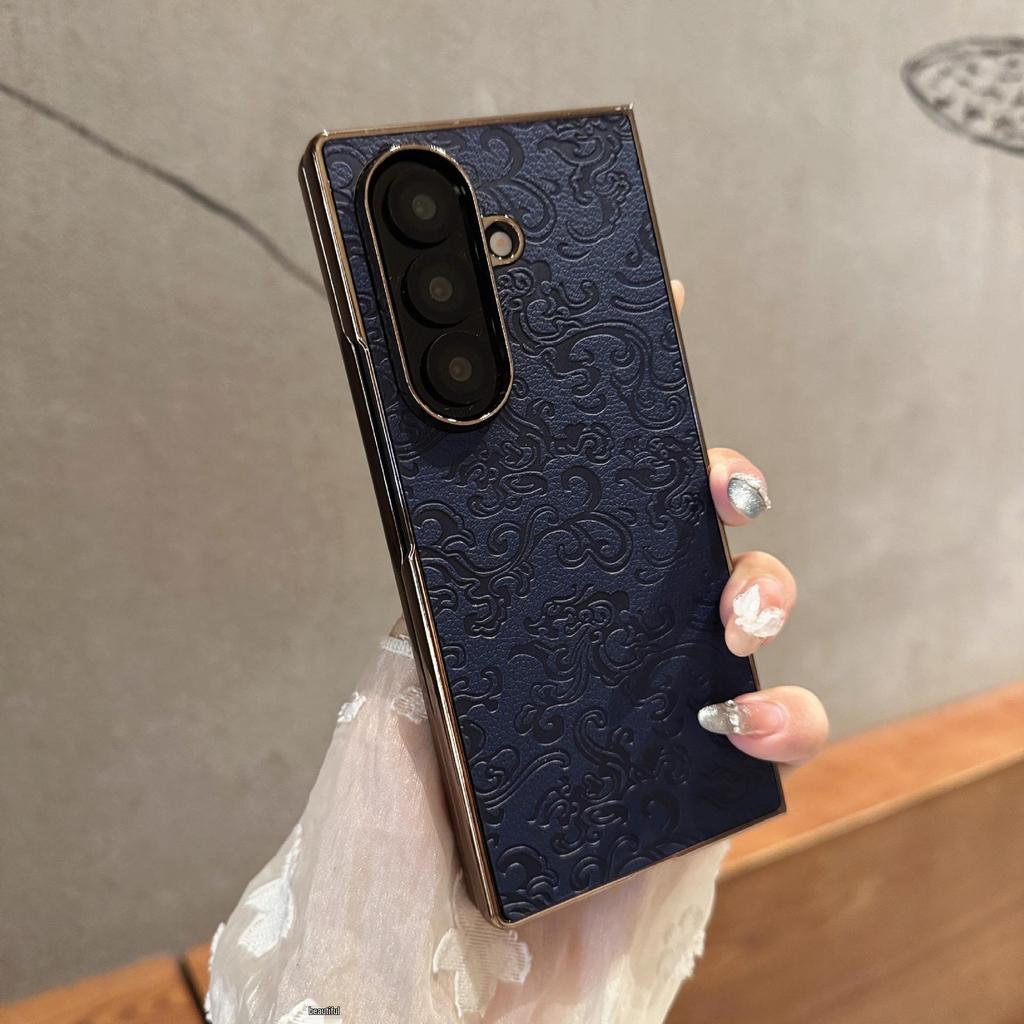 Кожаный защитный чехол с рисунком дракона и пленкой для Samsung Z-Fold7/Z-Fold6/Z-Fold5