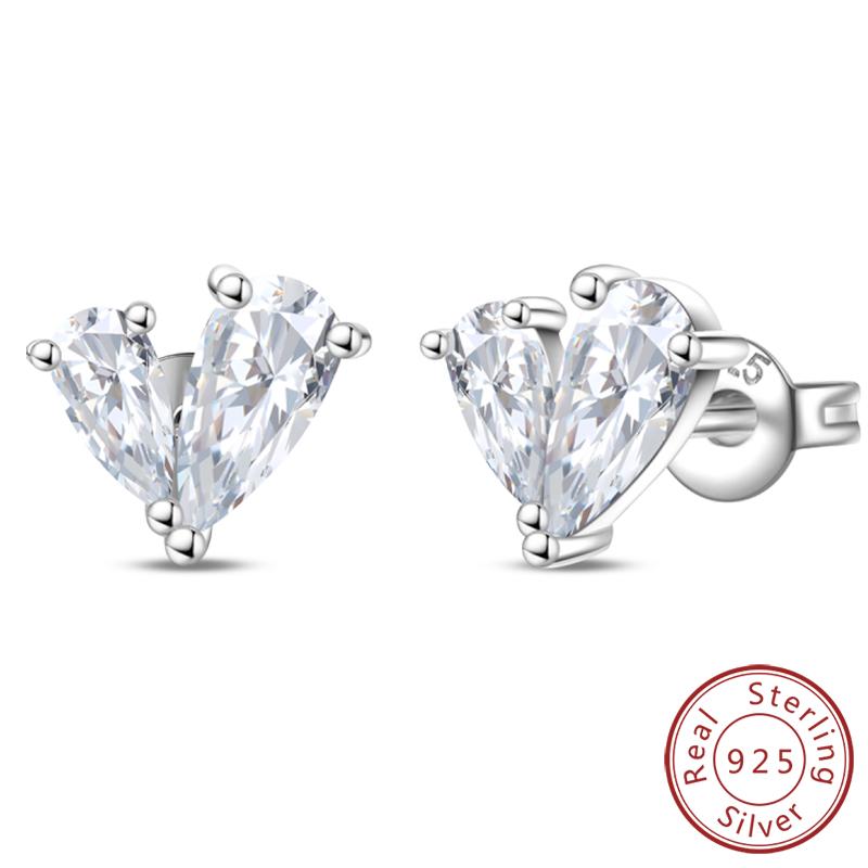 Earrings 925 Silver Shining Snowflake Mini Butterfly Ear Studs For Women Fine Birthday Party Jewelry Gifts