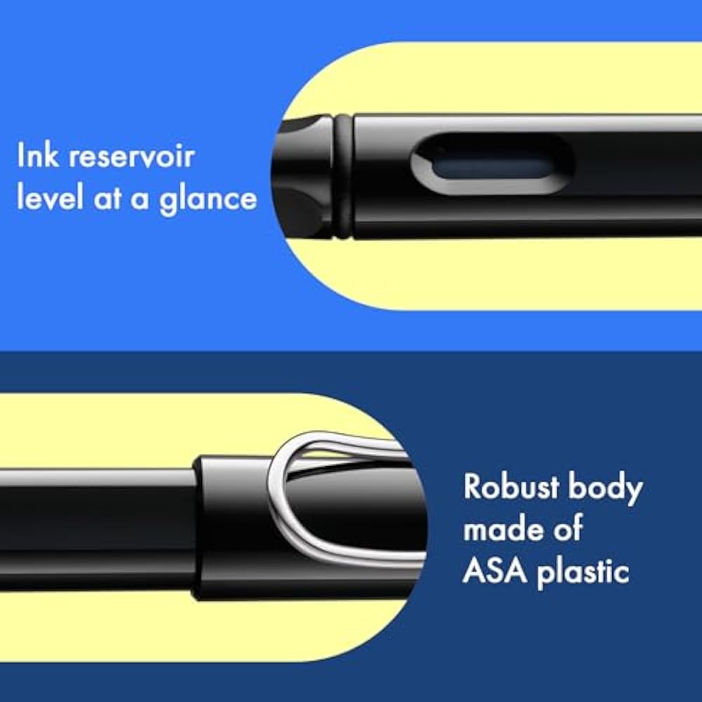 LAMY (Ramy) Safari Shiny Black Fountain Pen Black - Ergonomic Grip and Polished Steel Tip Size F ...