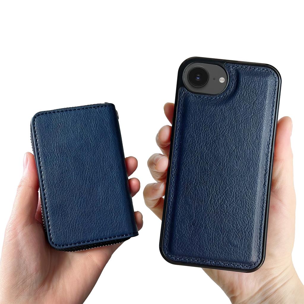 Чехол для iPhone 16e Съемный карман на молнии для карт PU TPU Подставка Чехол для телефона с ремешком