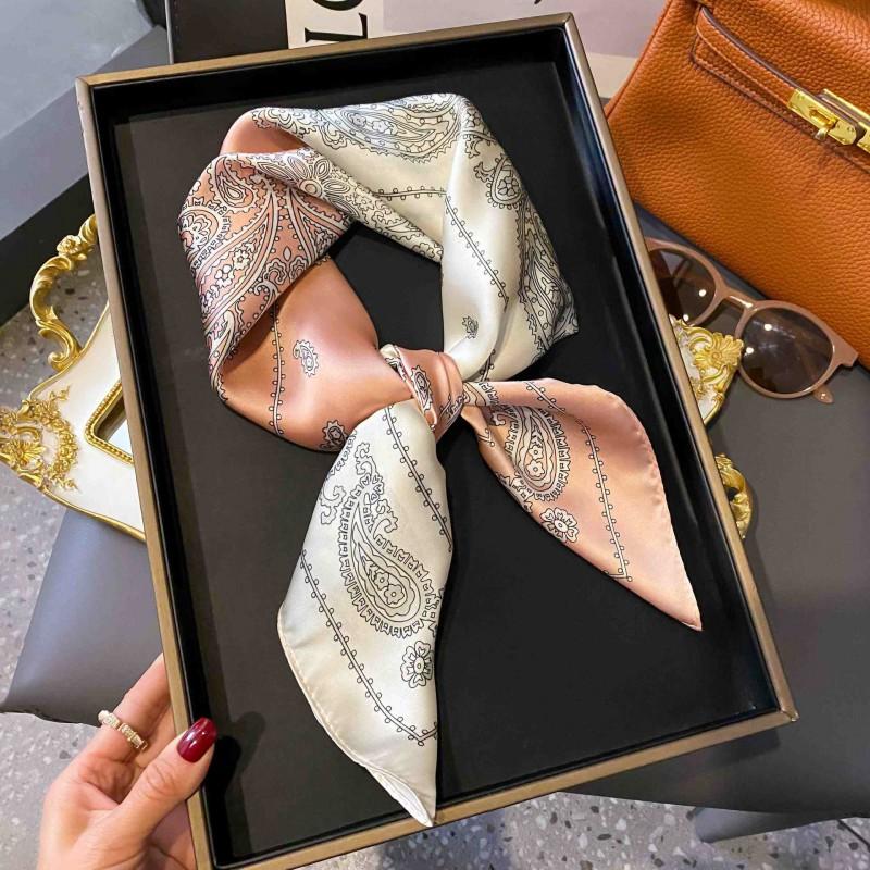 70cm Square Silk-Like Scarf Women Lightweight Fashion Accessory Office Chic Neck Wrap Stylish Print Design