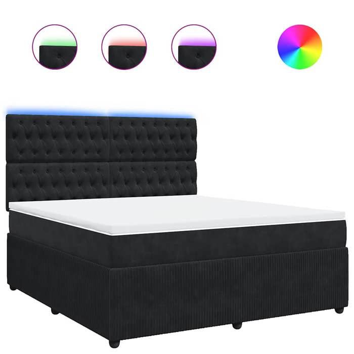 Maison Exclusive - Sommier à lattes de lit avec matelas Noir 180x200 cm Velours