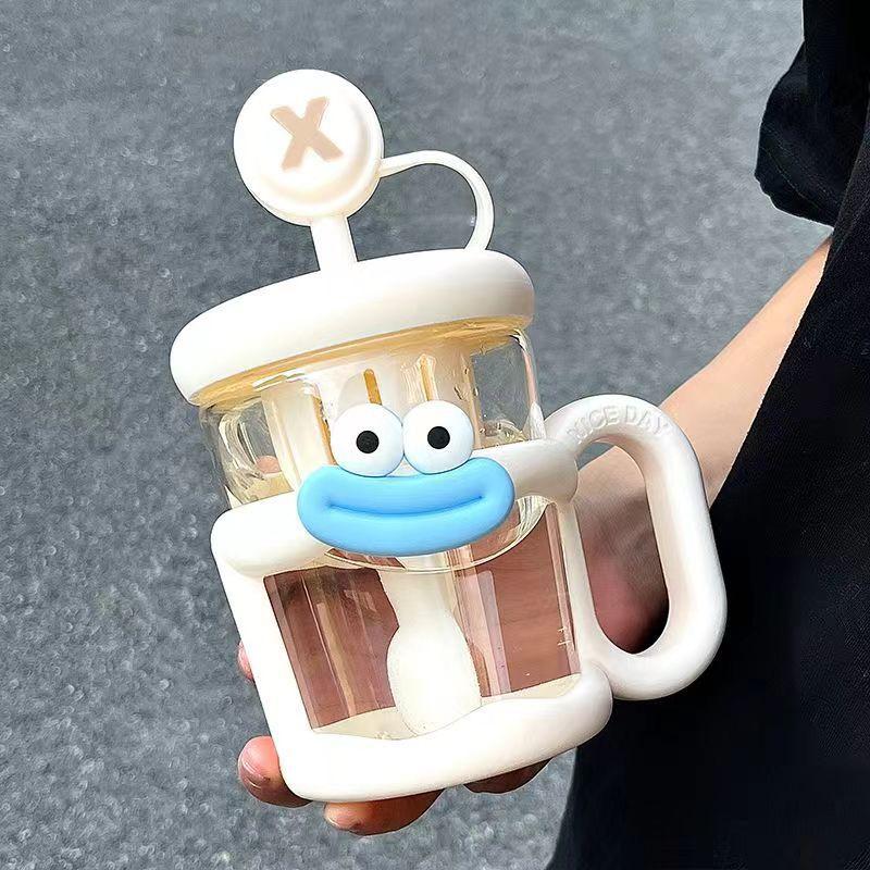 Большая наклейка на рот, кружка-соломинка, разделительная кружка для чая, милая кружка-бутылка