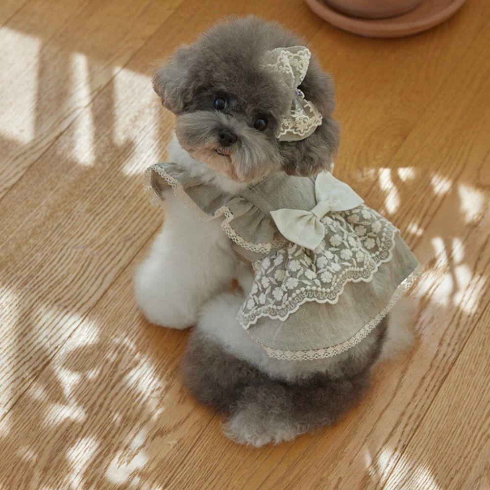 Flying Sleeve Dog Vest Lace Pet Dress Pet Supplies Pet Clothes  Puppy