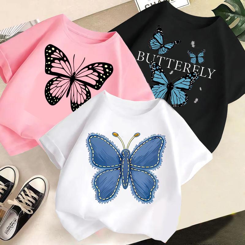 Children's Casual Short-sleeved T-shirt - Summer Girls' Loose Bowknot T-shirt