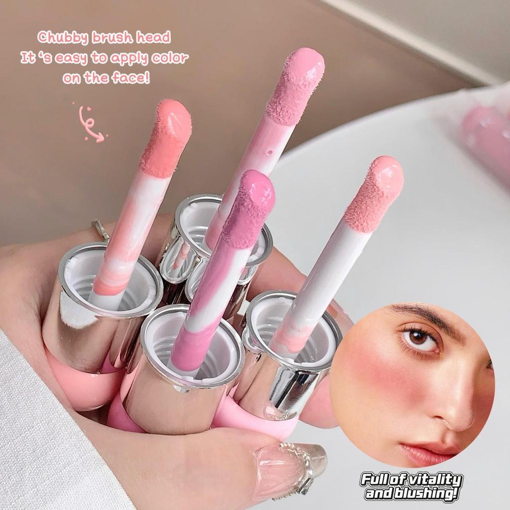 SHAQINUO Сияющие жидкие румяна и хайлайтер дуо 12ч сияние росы Легкий водно-гелевый Наслаиваемый Зеркало