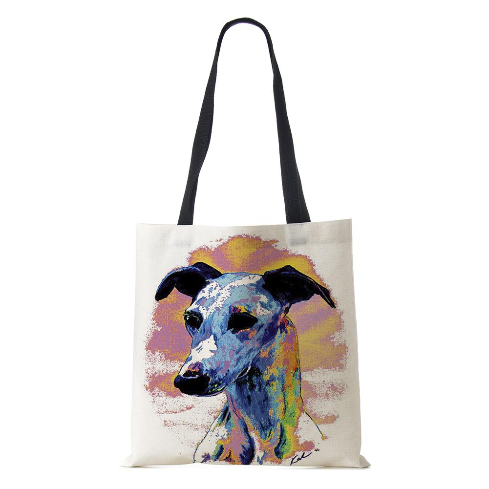 Женская сумка Холщовые сумки с принтом собаки Повседневные дорожные пляжные подарочные сумки KTY
