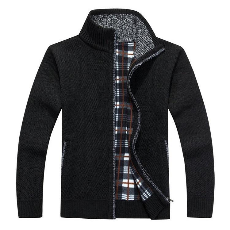 Мужской зимний кардиган, пальто, удобрение для увеличения, плюс бархатный толстый свитер