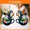 Halloween Themed Tea Cup Wizard Pattern Women Acrylic Earrings For Festive Attire