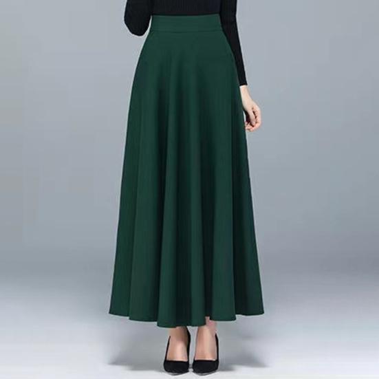 Макси-юбка с высокой талией А-силуэта Длинная юбка с карманами Дышащая Утягивающая Дизайн с большим подолом Юбка для офисной леди