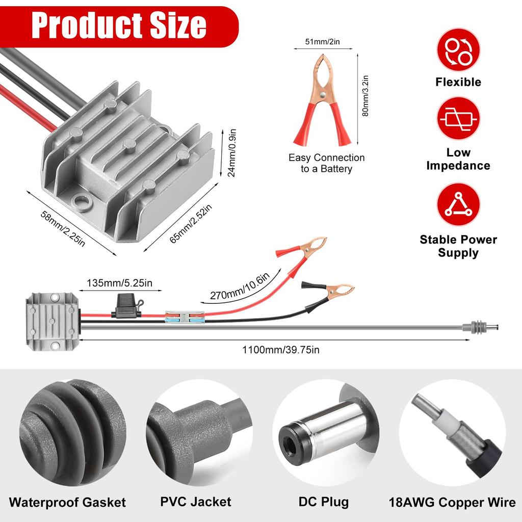 Специальный повышающий преобразователь Starlink Mini, 12В24В до 30В, 3,5А, с зажимом-розеткой, пыле- и ударопрочная конструкция для автомобилей, кемперов и лодок, для улицы