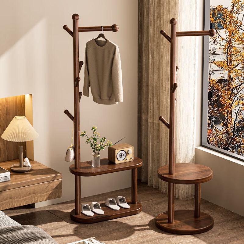 SP Round Solid Wood Floor-Standing Coat Rack