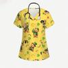 Cartoon Animal Nursing Scrubs Tops Women Nurse Uniform Women Fashion V-Neck Pocket Overalls Medical Uniforms Uniformes Woman