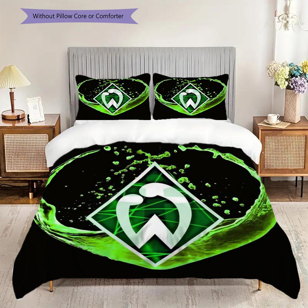 SV Werder Bremen Pattern Bedding Quilt Set Quilt Cover Pillowcase Home Decoration Birthday Gift (1 * duvet cover + 2 * pillowcase, without core)