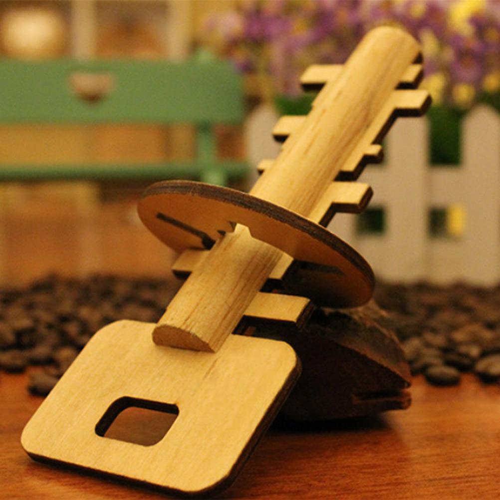 Children Funny Kong Ming Lock Toys Wooden Toy Unlock Puzzle Key Intellectual Educational Stress