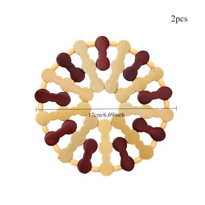 2шт теплоизоляционный коврик нескользящий изолированный бамбуковый коврик для горячих кастрюль и сковородок кухонный обеденный стол подставка под чашку