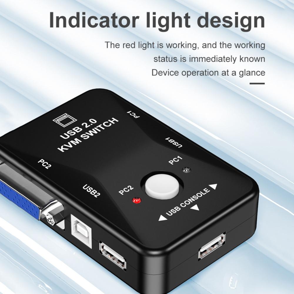Switcher 2 Port VGA KVM Switch VGA USB 2.0 KVM Switcher for Computer/Mouse/keyboard/U Disk