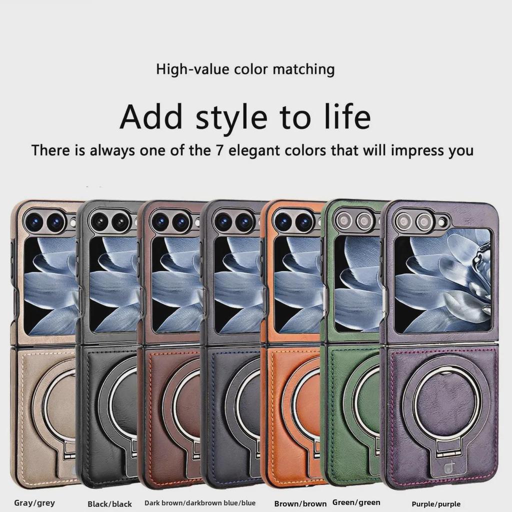 Magnetic Leather Case & Racket Holder for Samsung Galaxy Z Flip6/Flip5