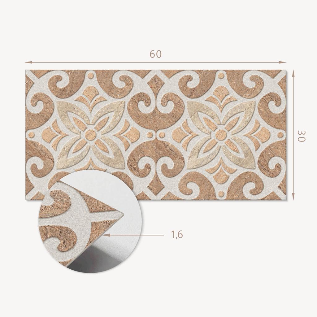 Dekoracyjne Kafelki Winylowe Ścienne Wzór Kwiatowy Z Ornamentami 6X60X30 Cm