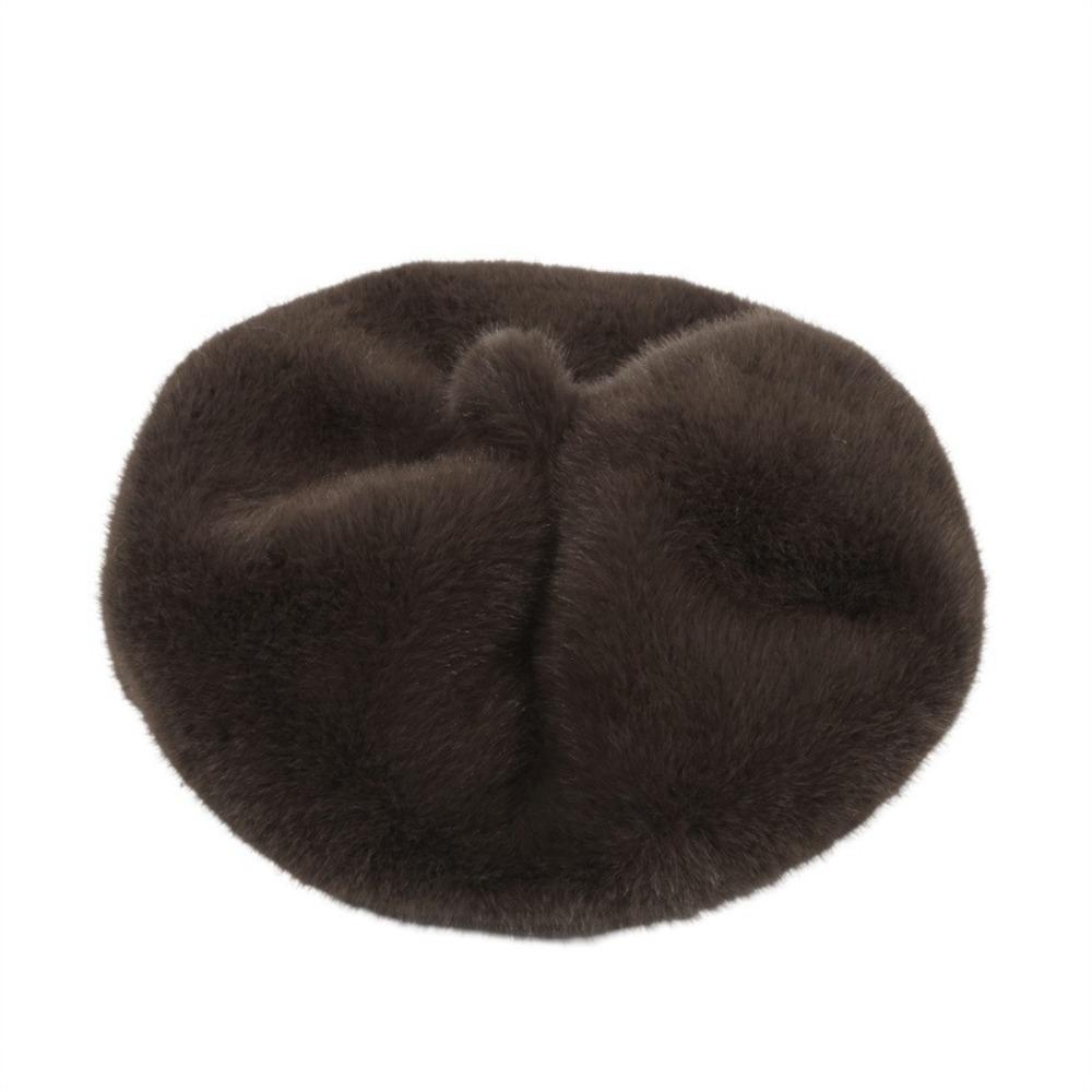 Элегантный винтажный берет однотонный пушистой текстуры меховой берет теплая восьмиугольная шляпа для зимнего сезона