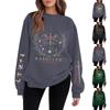 Women's Casual Loose Print Crew-neck Long Sleeve Hoodie Top
