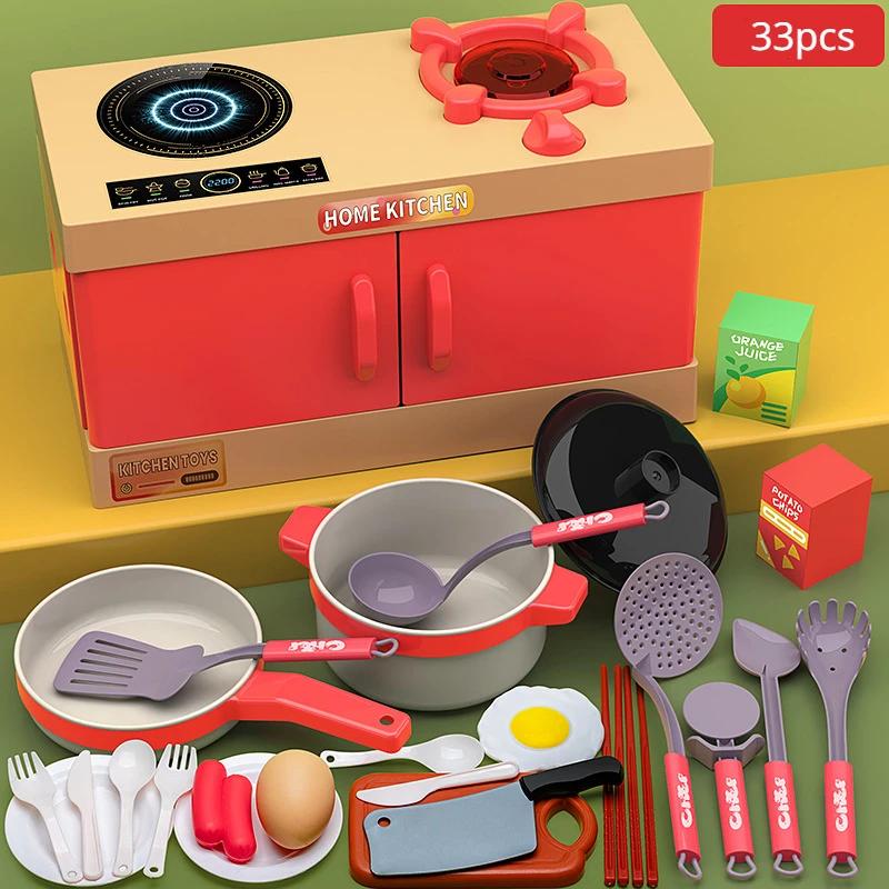 Play Kitchen Accessories Kids Kitchen Playset with Kids Pots Pans Playset Food Fruit Veggies, Kitchen Toys, Cooking Utensils Toy