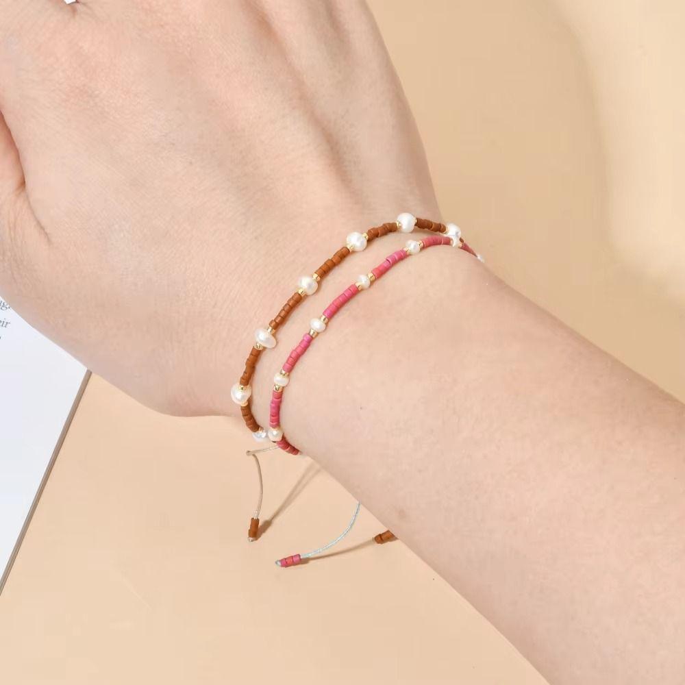 Bohemian Style Rice Bead Bracelet Thin Design Friendship Bracelet Pearl Bracelet Beach Vacation