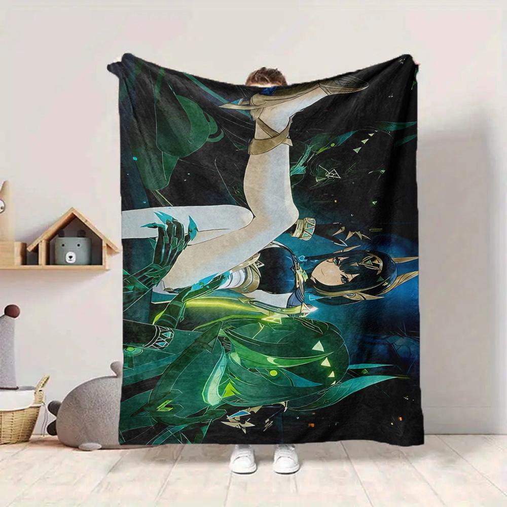 1Pc Fantasy Forest Guardian Flannel Blanket, Soft And Comfortable, Casual Warm, Camping Travel, Christmas, Halloween Xmas Gift Es140