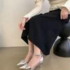 Fashion Women's Stiletto Sandals Spring New Pointy Head Shallow Mouth Rhinestone Butterfly Knot Anti-slip Wear-resistant High Heels