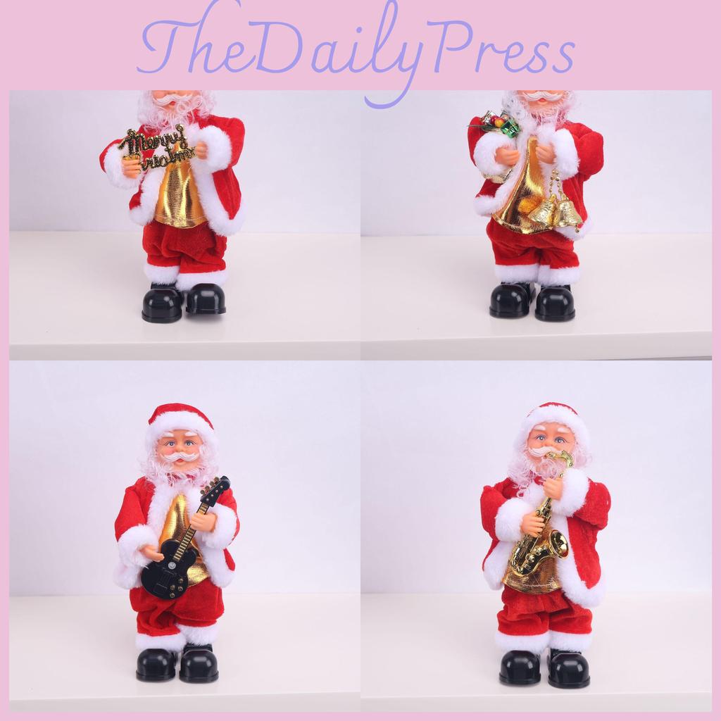 Рождественский подарок Электрический Санта Клаус Гитара Музыкальное украшение с саксофоном и барабанами для праздничного декора