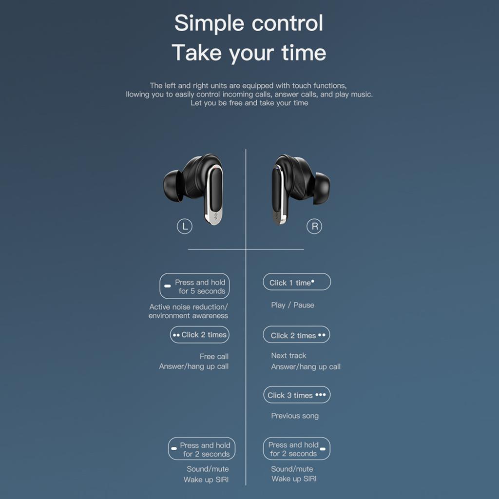 Беспроводная гарнитура V8 BT, полноцветный ЖК-дисплей, интеллектуальный сенсорный экран, шумоподавление ANC