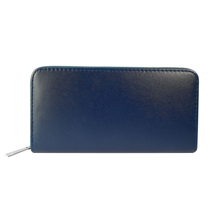 Portefeuille pour femme en synthétique bleu format horizontal classique
