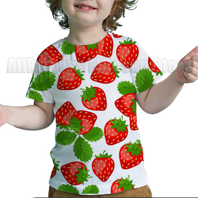 Toddler 3D Funny Fruits Printed T Shirts Baby Boys Girls Kids Tee Tops Summer Children Avocado Strawberry Lemon Apple T-shirts