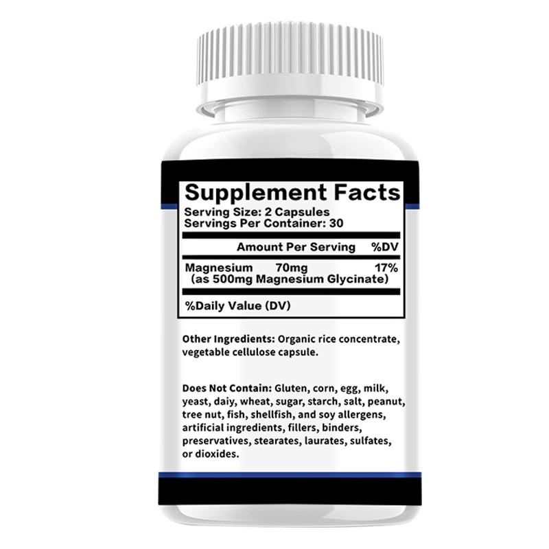 Airboy - 500 mg Magnesium Glycine Supplement Capsules - Bone, Muscle, Nerve, and Heart Health