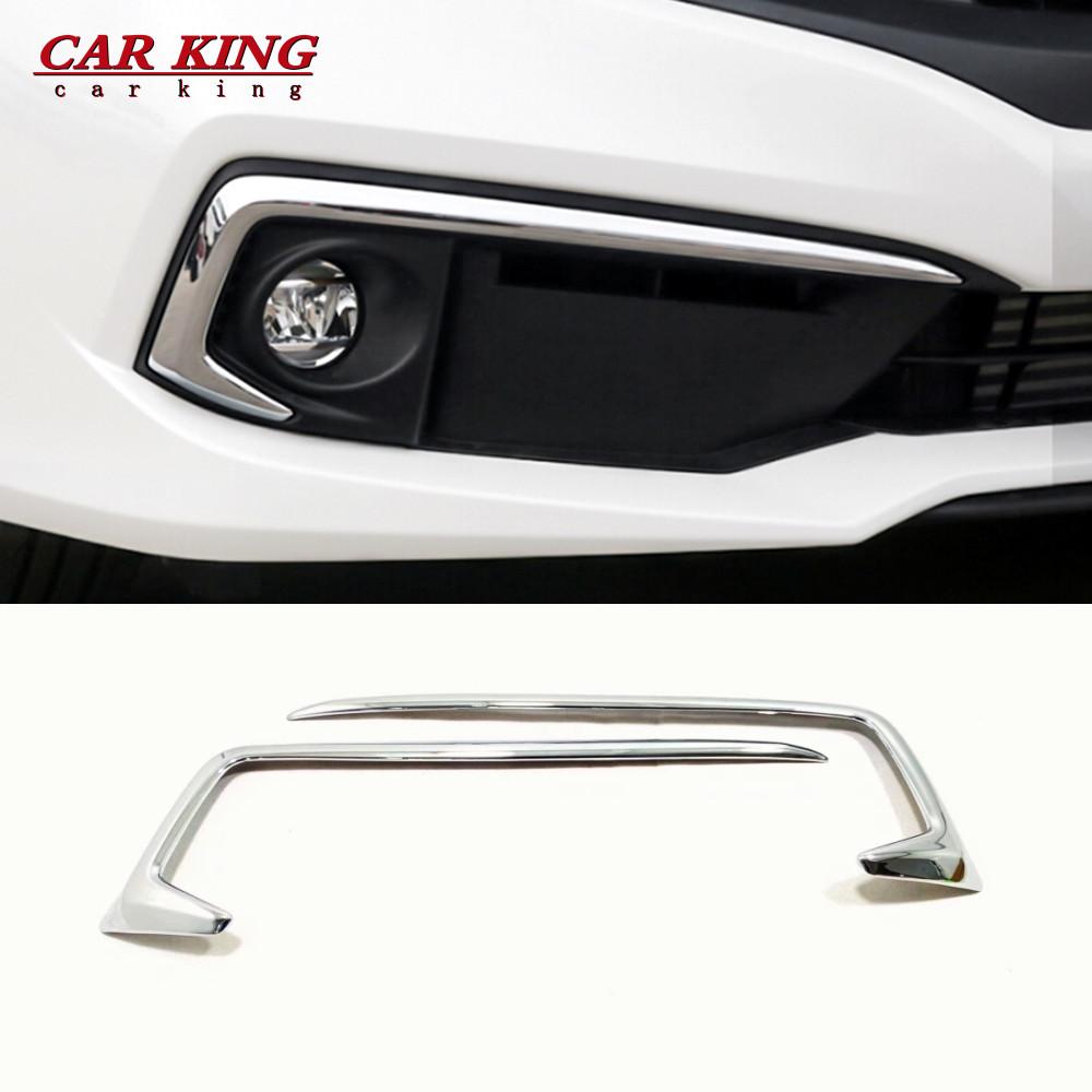 Chrome Front Fog Light Lamp Bumper Protector Cover Foglight Eyebrow Eyelid Trim For Honda Civic 10th Sedan 2019 2020 Accessories