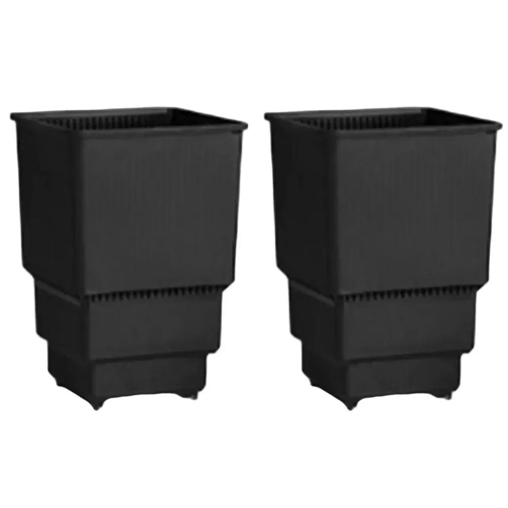 Set of two square root control flowerpots 8cm and 10cm breathable plastic with air circulation holes for healthy root growth