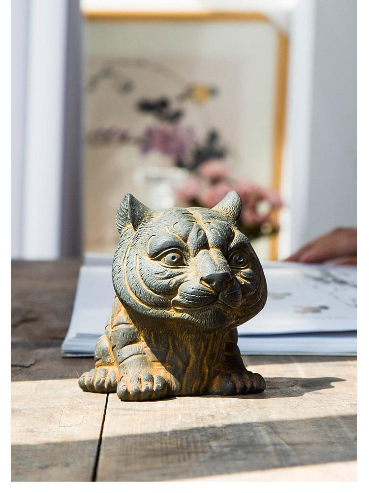 Handmade Antique-Style Chinese Zodiac Tiger Ornament for Home or Office Decor