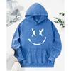 Creative Smiling Printed Washed Hoodies Women Hip Hop Cotton Streetwear Autumn Fashion Clothes Casual Hoody