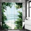 Шторка для душа Ocean Beach Swing Greenery, Декоративная шторка для душа для ванной комнаты, Водонепроницаемая шторка для душа с крючками