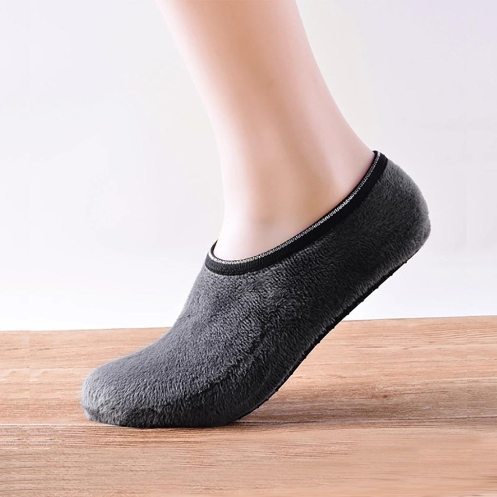 Winter non-slip fleece lined socks 225-245mm gray thermal socks