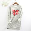 Women's Round Neck Print Thickened Plush Cashmere Warm Long Top