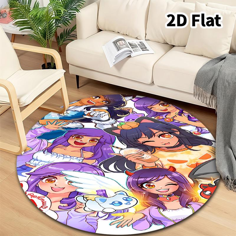 Aphmau Round Area Rug Carpet Rug For Living Room Bedroom Sofa Playroom Decor Nonslip Floor Mat
