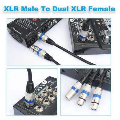 Кабель XLR на двойной XLR Микрофонный балансный аналоговый аудиокабель XLR папа-мама для ПК, телефона, динамика, усилителя