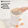 Miniature Duck Design Waste Bin ABS Home Decorative Trash Can with Press Lid Leakprevent For Kitchen Bathroom Office