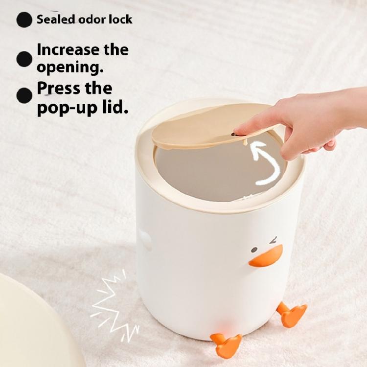 Miniature Duck Design Waste Bin ABS Home Decorative Trash Can with Press Lid Leakprevent For Kitchen Bathroom Office