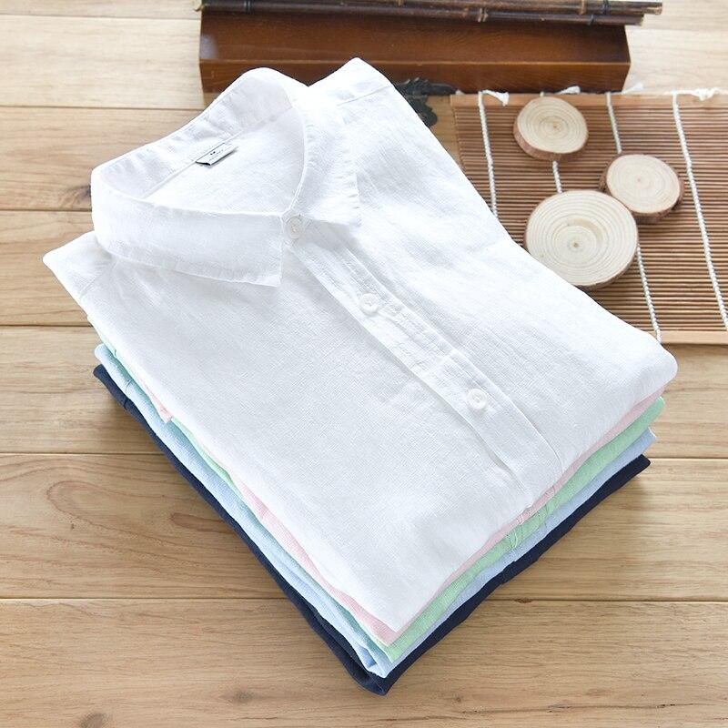 Designer Italy Style 100% Linen Long-sleeved Shirt Men  Casual 5 Colors Solid White Shirts For Men Top Camisa Chemise