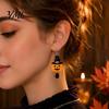 Colorful Patterned Ear Ornaments 1 Pair 2D Acrylic Halloween Dangle Drop Earrings for Women, Stylish Theme Party Accessories Spooky Ghost Cat Pumpkin