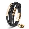 Кожаный браслет для мужчин 20 см Золотой браслет Ювелирное украшение на руку Цепочка Плетеный обертывающий Мужской